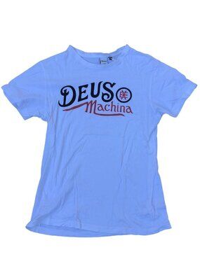 DEUS EX MACHINA Moto T Shirt Men's MEDIUM White Crew Neck Short Sleeve Cotton